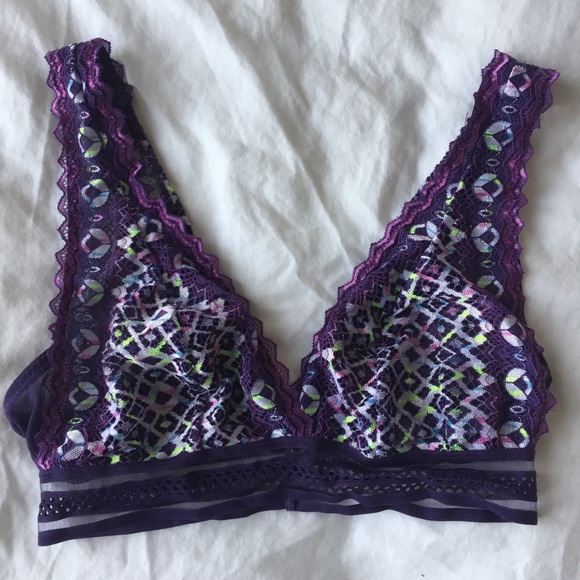 Xhilaration Purple Lace Wireless Bralette - Picture 3 of 9